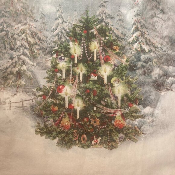 Pottery Barn Christmas Table Runner Snowy Tree Cottage Old World Holiday Decor - Picture 5 of 7